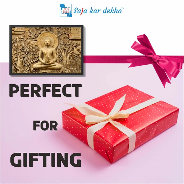 SAJA KAR DEKHO Lord Buddha Photo High Quality Weather Resistant HD Wall Frame | 18 x 12 inch | - 18 X 12 inch