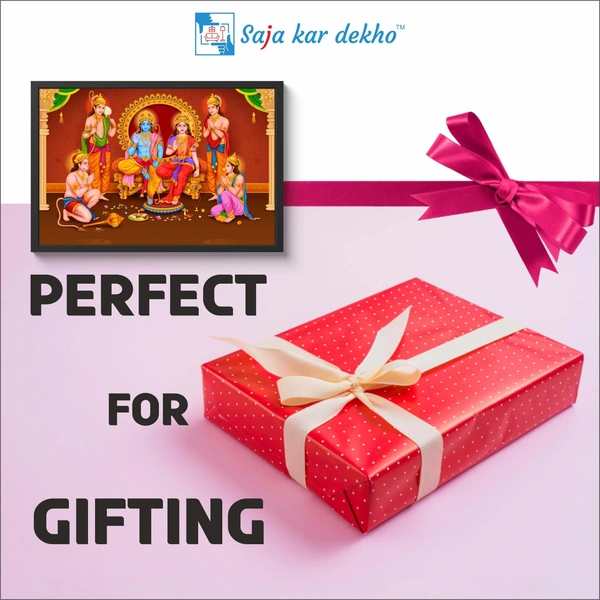 SAJA KAR DEKHO HD SHREE RAM DARBAR Photo High Quality Weather Resistant HD Wall Frame | 18 x 12 inch | - 18 X 12 INCH