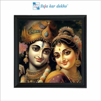 SAJA KAR DEKHO Radha Krishna Photo High Quality Weather Resistant HD Wall Frame | 20 x 20 inch | - 20 X 20 inch