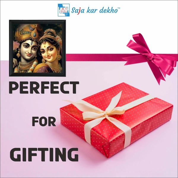 SAJA KAR DEKHO Radha Krishna Photo High Quality Weather Resistant HD Wall Frame | 20 x 20 inch | - 20 X 20 inch