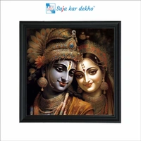 SAJA KAR DEKHO Radha Krishna Photo High Quality Weather Resistant HD Wall Frame | 20 x 20 inch | - 20 X 20 inch