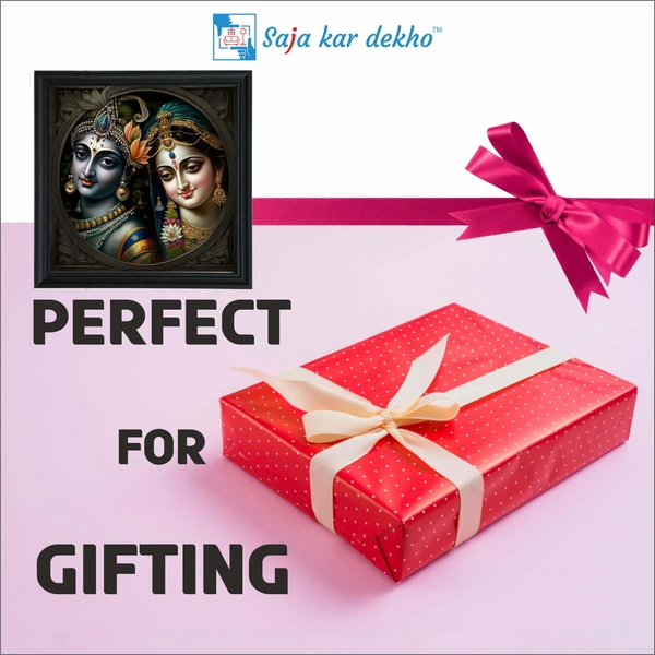 SAJA KAR DEKHO Radha Krishna Photo High Quality Weather Resistant HD Wall Frame | 20 x 20 inch | - 20 X 20 inch