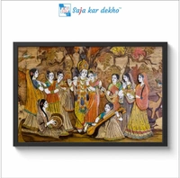 SAJA KAR DEKHO Radha Krishna With Gopi High Quality Weather Resistant HD Wall Frame | 18 x 12 inch | - 18 X 12 inch