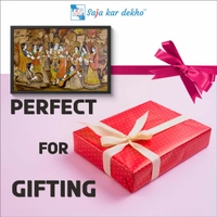 SAJA KAR DEKHO Radha Krishna With Gopi High Quality Weather Resistant HD Wall Frame | 18 x 12 inch | - 18 X 12 inch