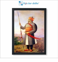 SAJA KAR DEKHO Maharana Pratap High Quality Weather Resistant HD Wall Frame | 18 x 12 inch | - 18 X 12 inch
