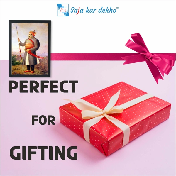 SAJA KAR DEKHO Maharana Pratap High Quality Weather Resistant HD Wall Frame | 18 x 12 inch | - 18 X 12 inch