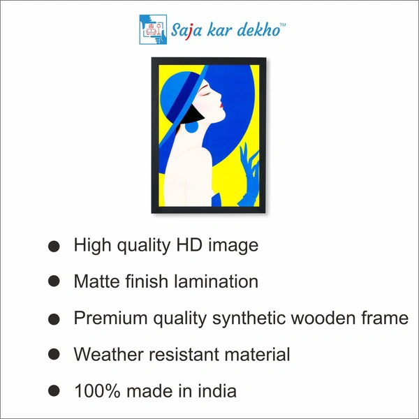 SAJA KAR DEKHO Ladies With Hats Ideas High Quality Weather Resistant HD Wall Frame | 18 x 12 inch | - 18 X 12 inch