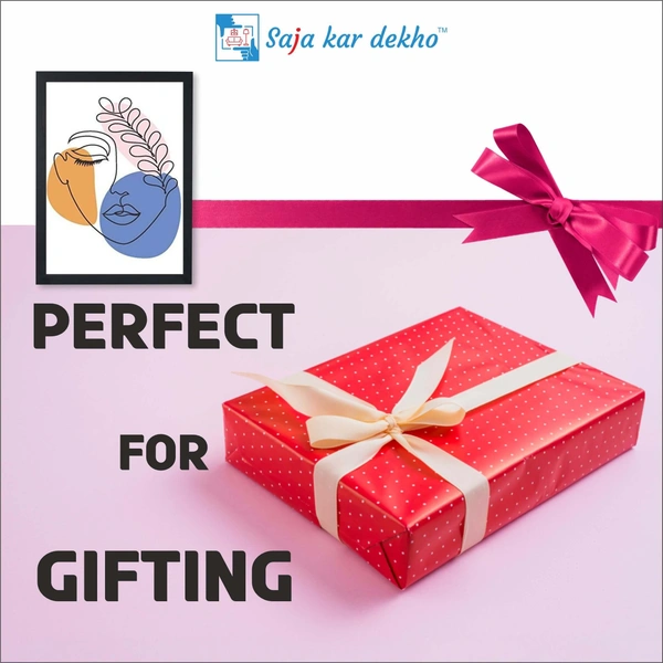 SAJA KAR DEKHO Simple Stylish Lined Journal With Modern Abstract Portrait Face High Quality Weather Resistant HD Wall Frame | 18 x 12 inch | - 18 X 12 inch