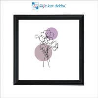 SAJA KAR DEKHO Flower 8 One line Minimalist Machine High Quality Weather Resistant HD Wall Frame | 20 x 20 inch | - 20 X 20 inch