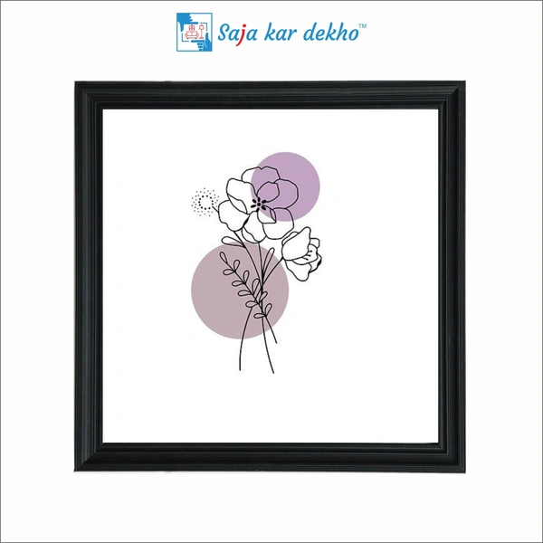 SAJA KAR DEKHO Flower 8 One line Minimalist Machine High Quality Weather Resistant HD Wall Frame | 20 x 20 inch | - 20 X 20 inch