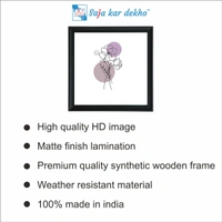 SAJA KAR DEKHO Flower 8 One line Minimalist Machine High Quality Weather Resistant HD Wall Frame | 20 x 20 inch | - 20 X 20 inch
