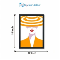 SAJA KAR DEKHO Beauty Mark And Hat Vector Illustration High Quality Weather Resistant HD Wall Frame | 18 x 12 inch | - 18 x 12 inch