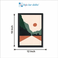 SAJA KAR DEKHO The Sun Sets On The Mountain Abstract Art High Quality Weather Resistant HD Wall Frame | 18 x 12 inch | - 18 X 12 inch