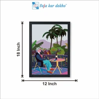 SAJA KAR DEKHO The Older Man Site In The Balcony Art Frame High Quality Weather Resistant HD Wall Frame | 18 x 12 inch | - 18 X 12 inch