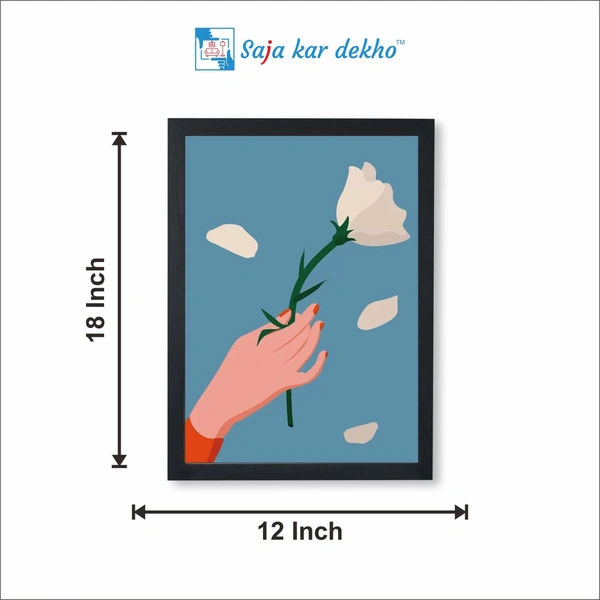 SAJA KAR DEKHO Flower Illustrator High Quality Weather Resistant HD Wall Frame | 18 x 12 inch | - 18 X 12 inch