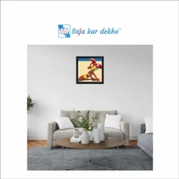 SAJA KAR DEKHO Two Girls Are Sleeping On The Beach Illustration High Quality Weather Resistant HD Wall Frame | 20 x 20 inch | - 20 X 20 inch