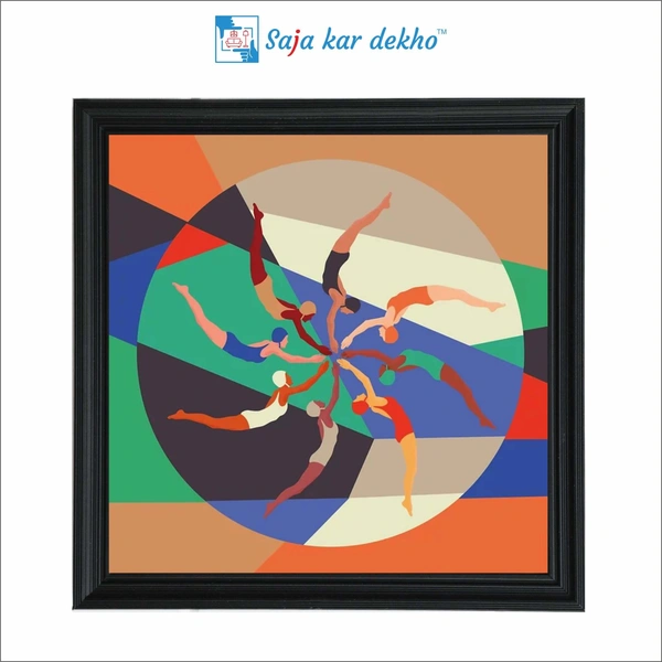 SAJA KAR DEKHO Swimmer Pigment Print Artworks High Quality Weather Resistant HD Wall Frame | 20 x 20 inch | - 20 X 20 inch