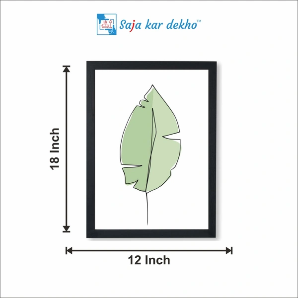 SAJA KAR DEKHO Green Leaf High Quality Weather Resistant HD Wall Frame | 18 x 12 inch | - 18 X 12 inch