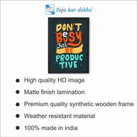 SAJA KAR DEKHO Don't Be Busy Just Be Productive Motivation Quotes High Quality Weather Resistant HD Wall Frame | 18 x 12 inch | - 18 X 12 inch