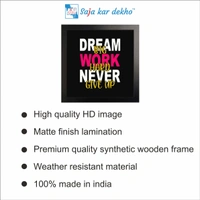 SAJA KAR DEKHO Dream Big Work Hard Never Give Up Motivation Quotes High Quality Weather Resistant HD Wall Frame | 12 x 12 inch | - 12 X 12 inch