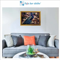 SAJA KAR DEKHO The Leaves With Beautiful Peacock High Quality Weather Resistant HD Wall Frame | 18 x 12 inch | - 18 X 12 inch