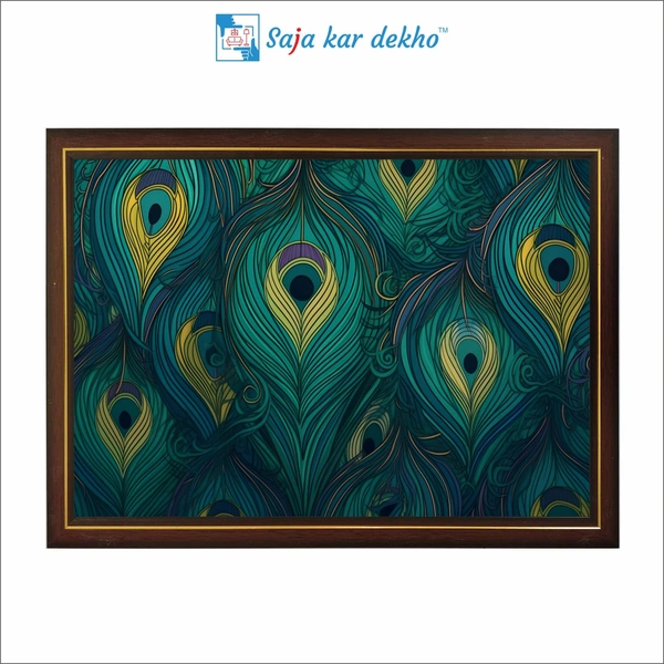 SAJA KAR DEKHO The Peacock Wings High Quality Weather Resistant HD Wall Frame | 18 x 12 inch | - 18 X 12 inch