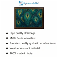 SAJA KAR DEKHO The Peacock Wings High Quality Weather Resistant HD Wall Frame | 18 x 12 inch | - 18 X 12 inch