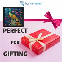 SAJA KAR DEKHO Peacock With Colorful Flowers High Quality Weather Resistant HD Wall Frame | 20 x 20 inch | - 20 X 20 inch