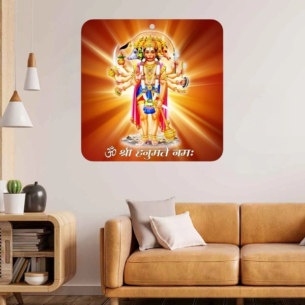 Shree Panchmukhi Hanumanji Acrylic Wall Frame Main Door Vastu Dosh Rectification Remedy of Home, Office and Factory - 5 x 5 inch