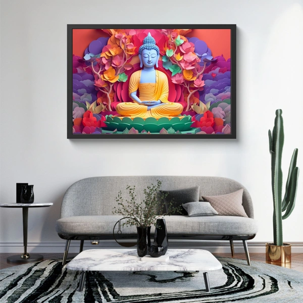 Lord Buddha High Quality Weather Resistant HD Wall Frame | 18 x 12 inch | - 18 x 12 inch