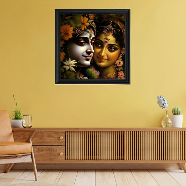 SAJA KAR DEKHO Radha Krishna Photo High Quality Weather Resistant HD Wall Frame | 20 x 20 inch | - 20 x 20 inch