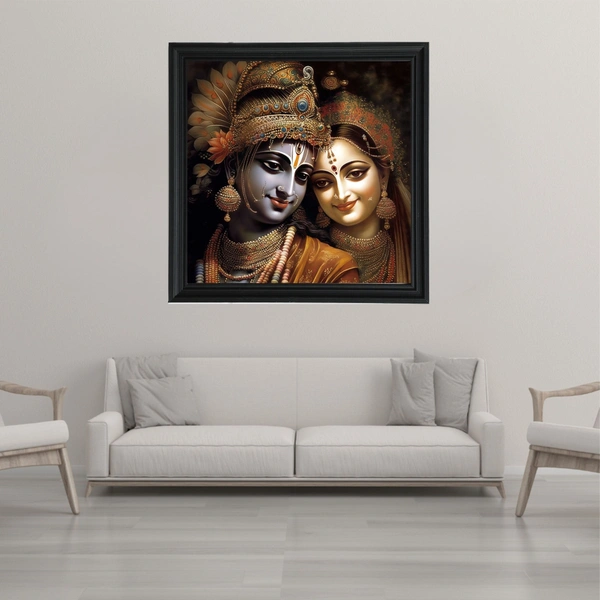 SAJA KAR DEKHO Radha Krishna Photo High Quality Weather Resistant HD Wall Frame | 20 x 20 inch | - 20 X 20 inch