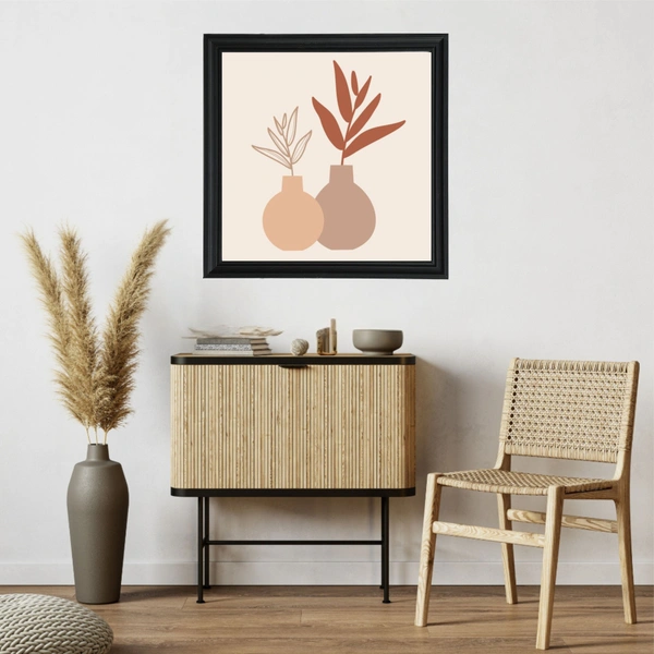 SAJA KAR DEKHO Two Vases Art Digital Print High Quality Weather Resistant HD Wall Frame | 20 x 20 inch | - 20 X 20 inch