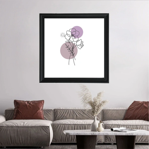 SAJA KAR DEKHO Flower 8 One line Minimalist Machine High Quality Weather Resistant HD Wall Frame | 20 x 20 inch | - 20 X 20 inch