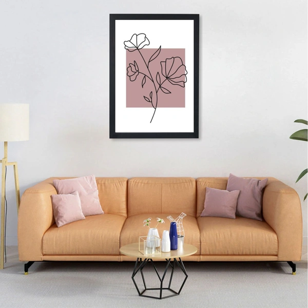 SAJA KAR DEKHO Flower Line Art High Quality Weather Resistant HD Wall Frame | 18 x 12 inch | - 18 X 12 inch