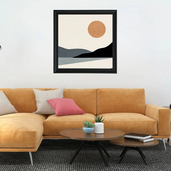 Mountain, Sunset, Night. Earth Tones, Pastel Colors Art High Quality Weather Resistant HD Wall Frame | 20 x 20 inch |