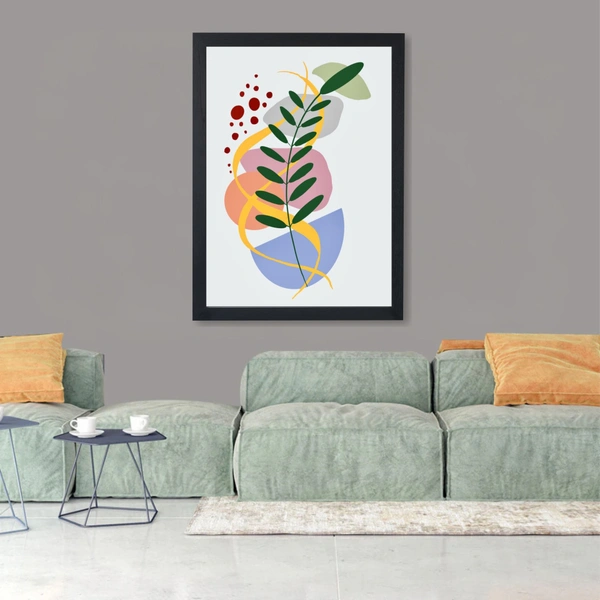 SAJA KAR DEKHO The Leaves Abstraction Artwork High Quality Weather Resistant HD Wall Frame | 18 x 12 inch | - 18 X 12 inch