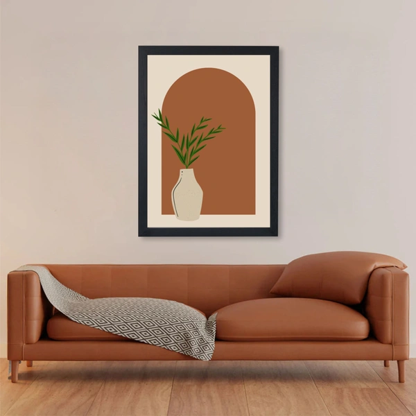 SAJA KAR DEKHO Plant In Vase Pattern Background Art High Quality Weather Resistant HD Wall Frame | 18 x 12 inch | - 18 X 12 inch