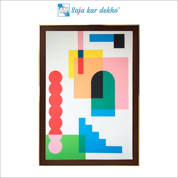 SAJA KAR DEKHO Geometric Design Art High Quality Weather Resistant HD Wall Frame | 18 x 12 inch | - 18 X 12 inch