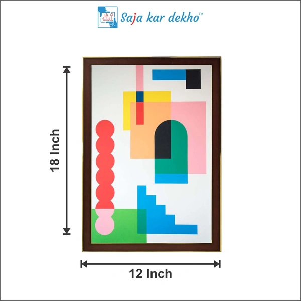 SAJA KAR DEKHO Geometric Design Art High Quality Weather Resistant HD Wall Frame | 18 x 12 inch | - 18 X 12 inch