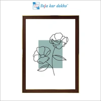 SAJA KAR DEKHO Line Flower Art High Quality Weather Resistant HD Wall Frame | 18 x 12 inch | - 18 X 12 inch