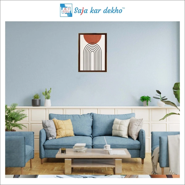 SAJA KAR DEKHO Mid Century Sunrise High Quality Weather Resistant HD Wall Frame | 18 x 12 inch | - 18 X 12 inch