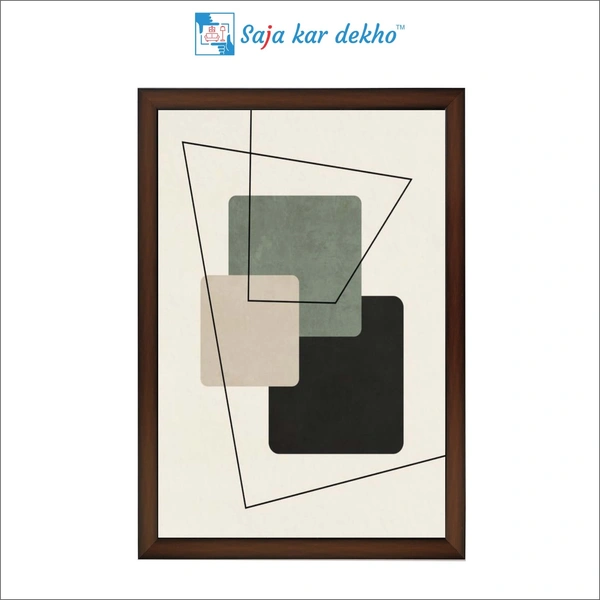 SAJA KAR DEKHO Squares Abstract Art High Quality Weather Resistant HD Wall Frame | 18 x 12 inch | - 18 X 12 inch