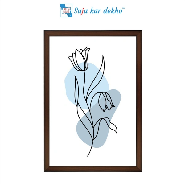 SAJA KAR DEKHO Flower Line Art High Quality Weather Resistant HD Wall Frame | 18 x 12 inch | - 18 X 12 inch