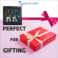 SAJA KAR DEKHO Designing Elephant High Quality Weather Resistant HD Wall Frame | 20 x 20 inch | - 20 X 20 inch