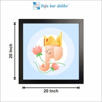 SAJA KAR DEKHO Ganesh Ji With Lotus Flower High Quality Weather Resistant HD Wall Frame | 20 x 20 inch | - 20 X 20 inch