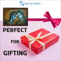 SAJA KAR DEKHO Radha Krishna With Beautiful Background High Quality Weather Resistant HD Wall Frame | 12 x 18 inch | - 12 X 18 inch