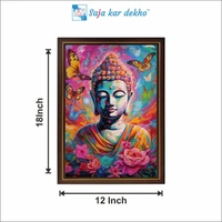 SAJA KAR DEKHO Lord Buddha High Quality Weather Resistant HD Wall Frame | 12 x 18 inch | - 12 X 18 inch