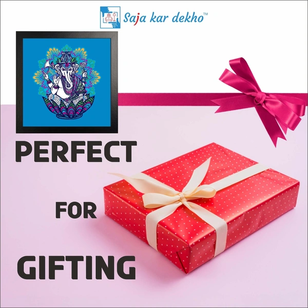 SAJA KAR DEKHO Ganesh JI Creation Flowers High Quality Weather Resistant HD Wall Frame | 20 x 20 inch | - 20 X 20 inch