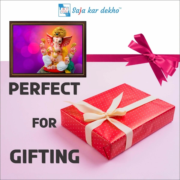 SAJA KAR DEKHO Ganesh Ji High Quality Weather Resistant HD Wall Frame | 12 x 18 inch | - 12 X 18 inch